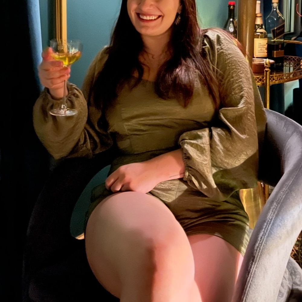 Le Lis Green Sating Open Back Romper